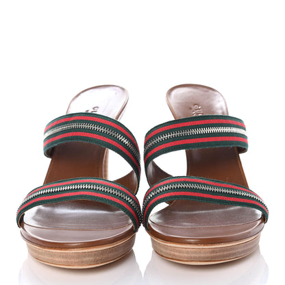 Gucci Calfskin Web Zip Sandals 39 Cuir 2 of 4