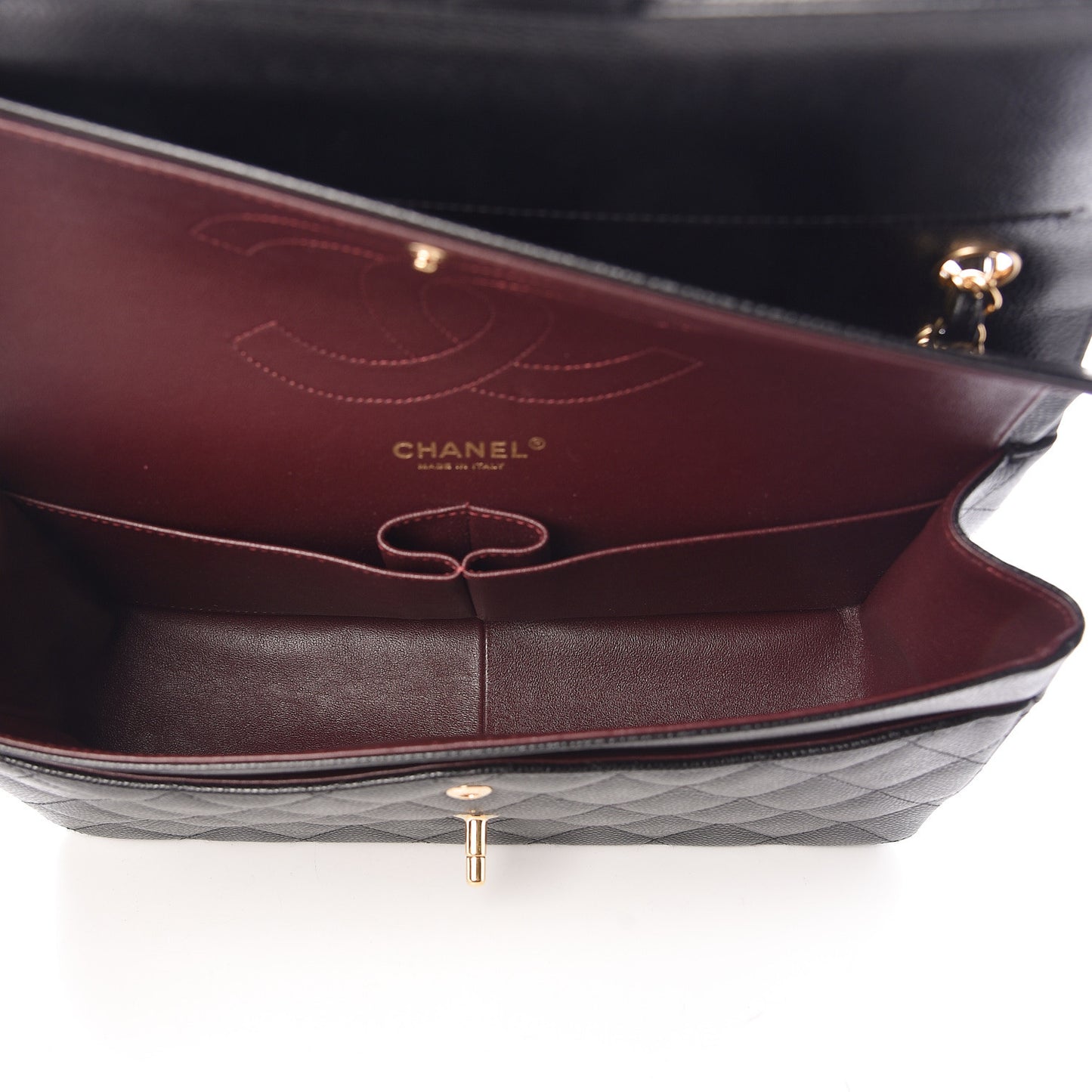 Caviar Quilted Jumbo Double Flap Black