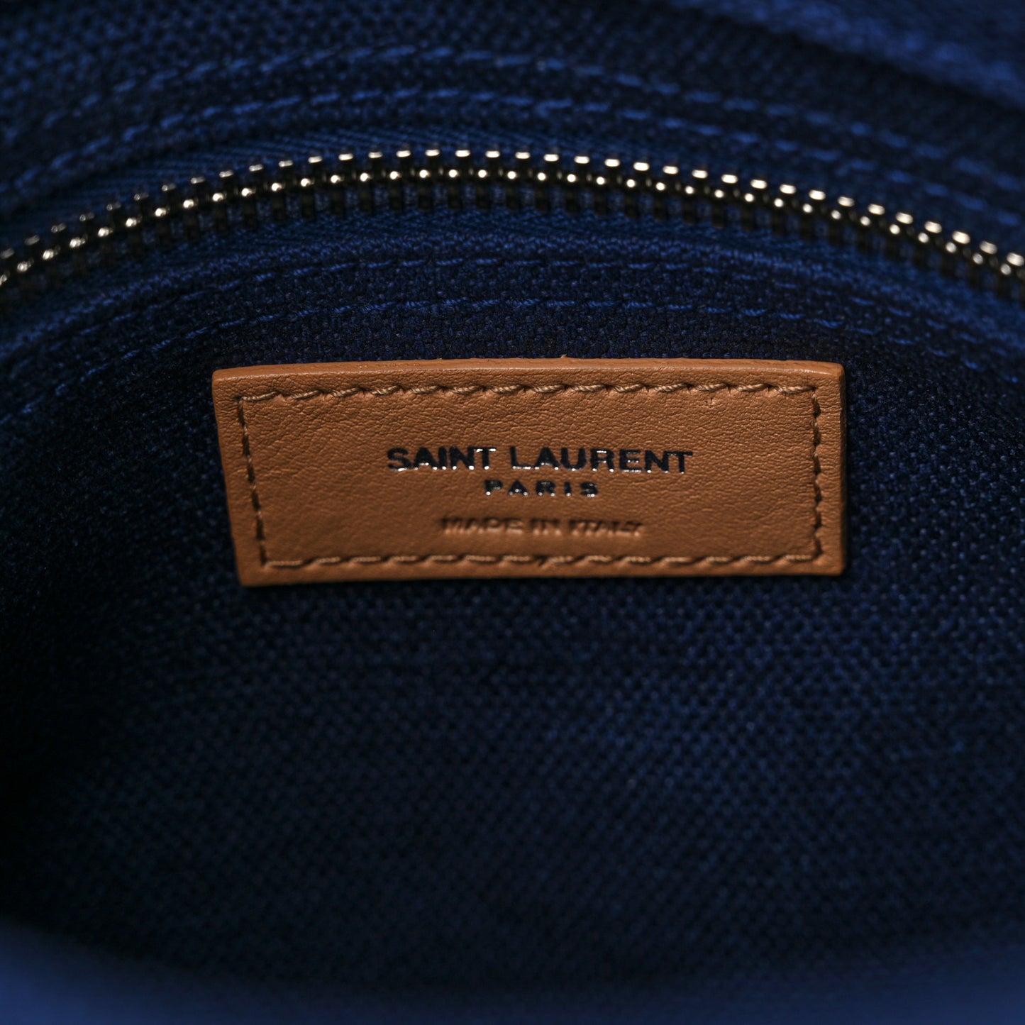 Linen Calfskin Rive Gauche Backpack Blue Rouge Eros