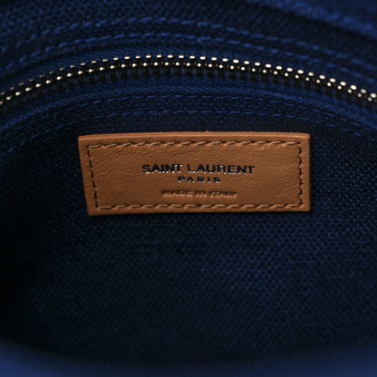 Saint Laurent Linen Calfskin Rive Gauche Backpack Blue Rouge Eros 6 of 10