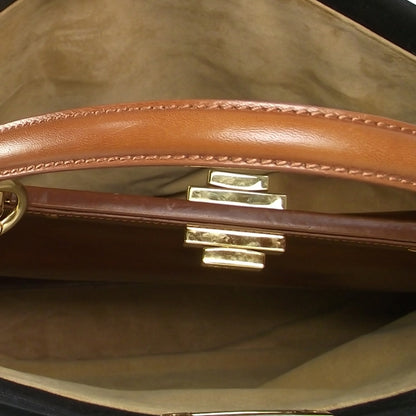 Fendi Canvas Calfskin Large Peekaboo Iconic Satchel Black 6 of 9