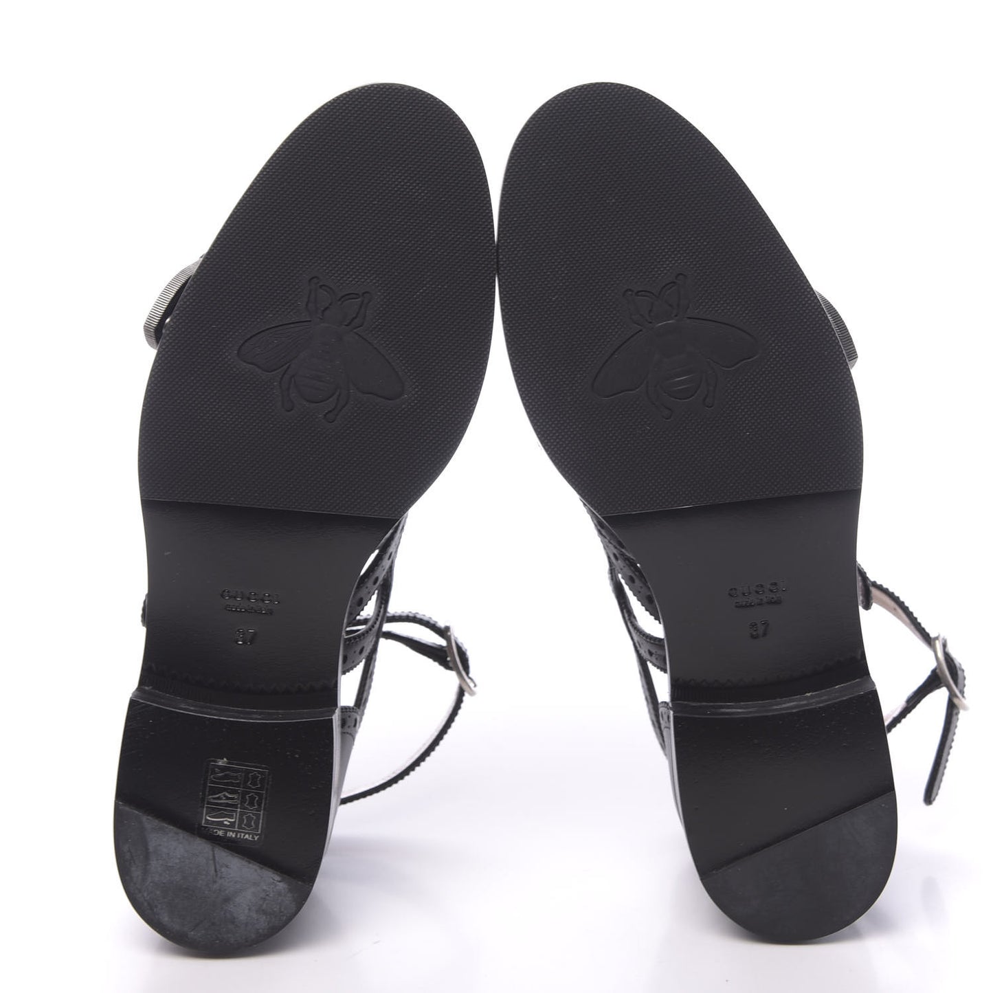 Calfskin Bee Embroidered Womens Queercore Brogue Wingtip Monk Strap Loafers 37 Black