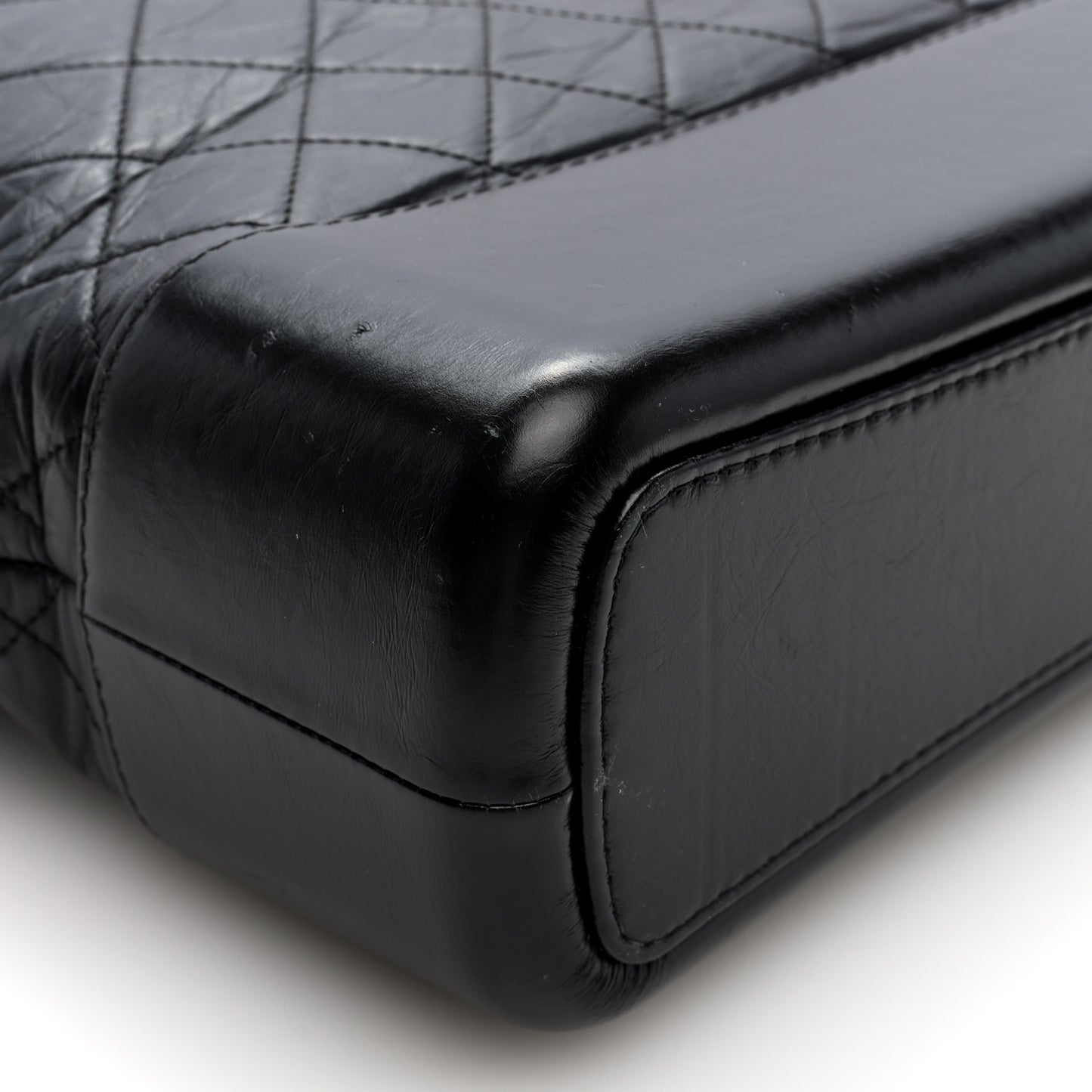 Aged Calfskin Quilted Large Gabrielle Hobo Black