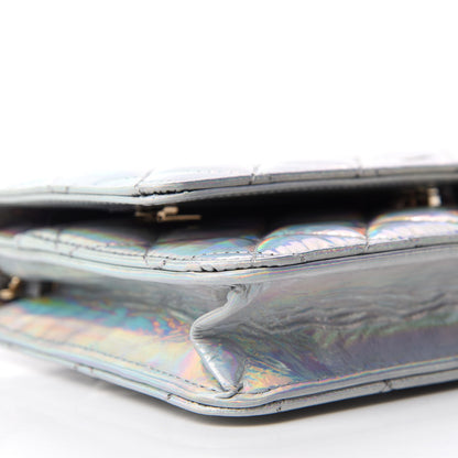 Chanel Iridescent Goatskin Quilted Wallet On Chain WOC Silver 6 of 12