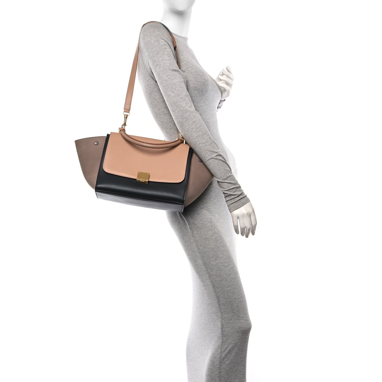 Celine Smooth Calfskin Medium Tri-Color Trapeze Nude 2 of 14