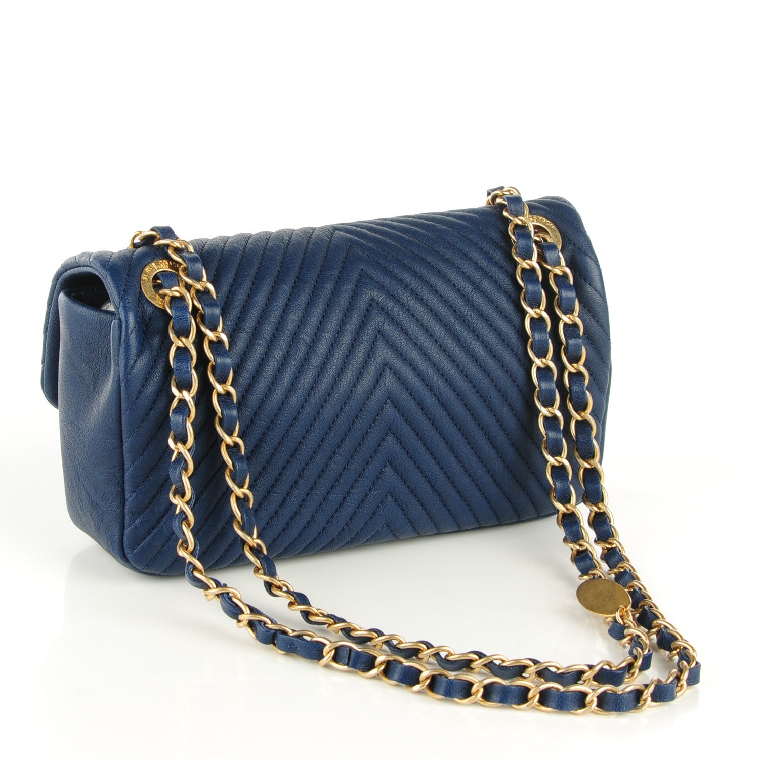 Chanel Lambskin Chevron Quilted Small Flap Navy Blue 3 of 8