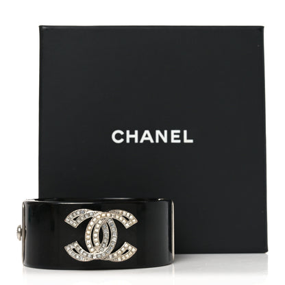 Chanel Resin Crystal Baguette CC Cuff Black Silver 5 of 5