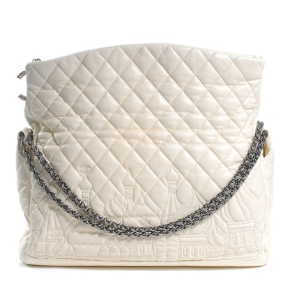Chanel Lambskin Quilted Large Paris Moscou Red Square Bag Ivory 3 of 7
