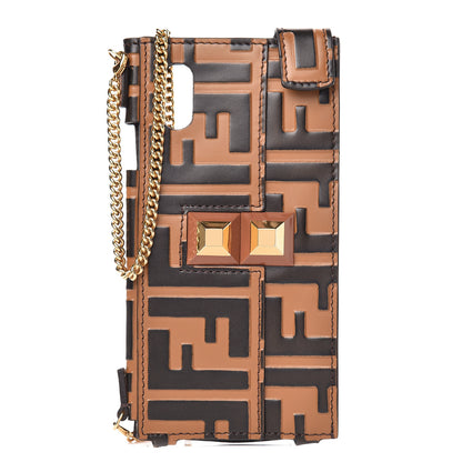 Fendi Calfskin FF Embossed IPhone X Case Tobacco 1 of 10