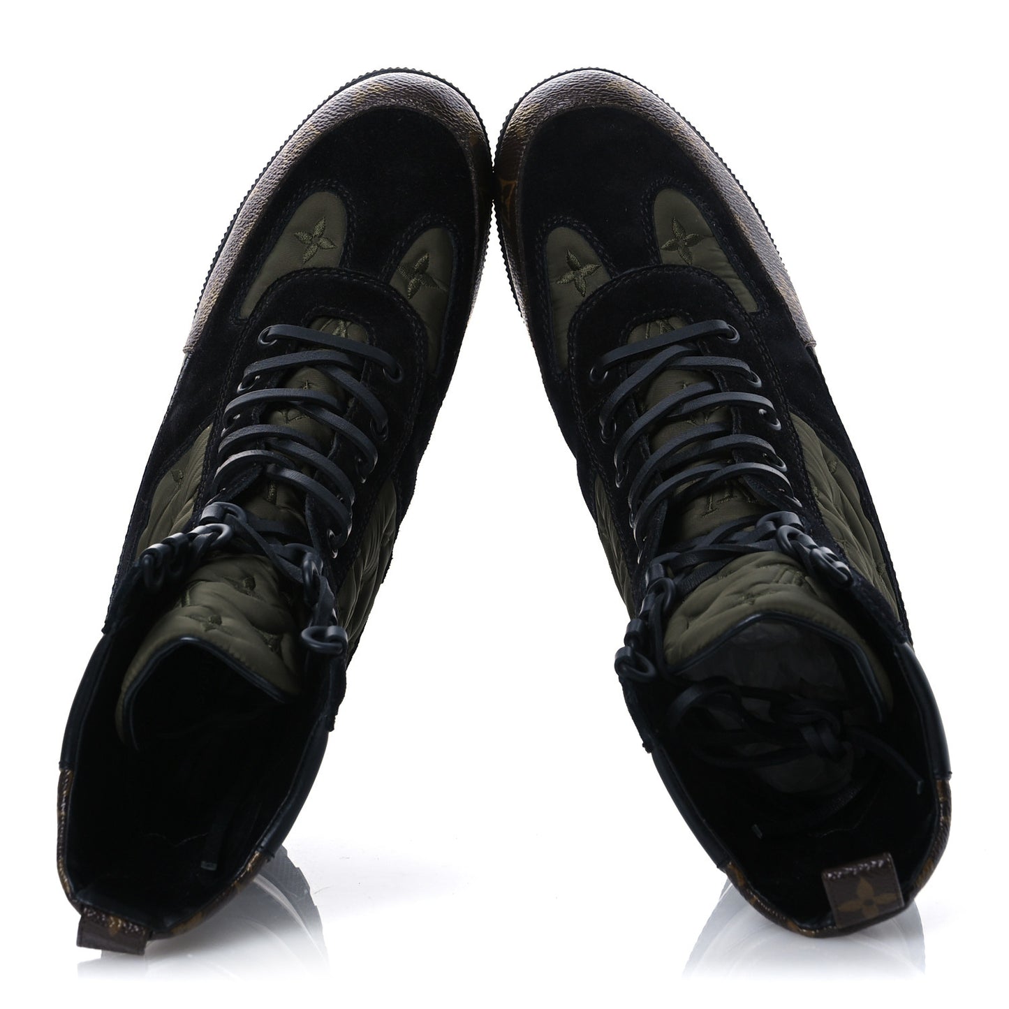 Nylon Embroidered Monogram Suede Laureate Platform Desert Boots 41 Kaki
