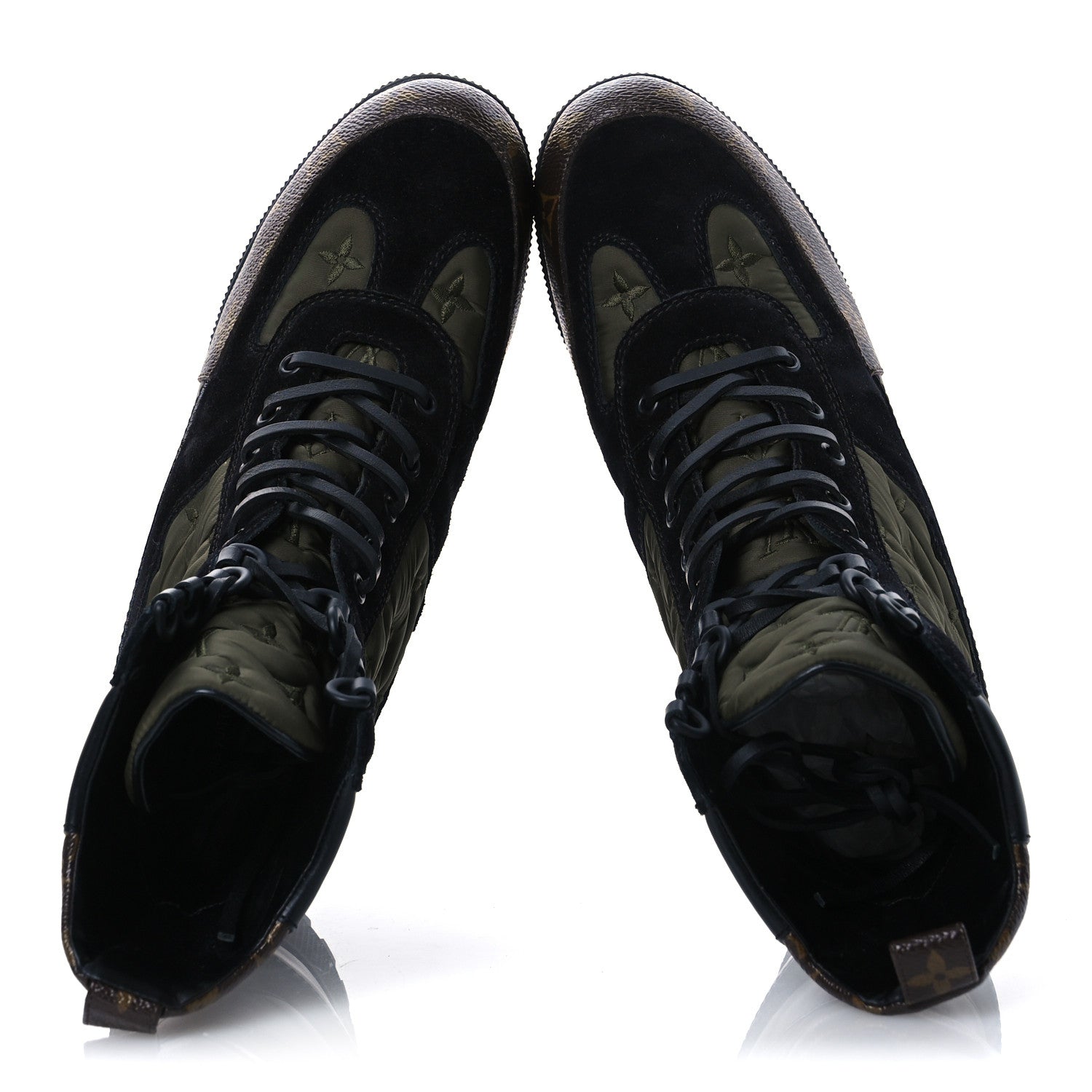 Louis Vuitton Nylon Embroidered Monogram Suede Laureate Platform Desert Boots 41 Kaki 2 of 10