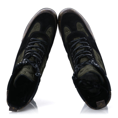 Louis Vuitton Nylon Embroidered Monogram Suede Laureate Platform Desert Boots 41 Kaki 2 of 10
