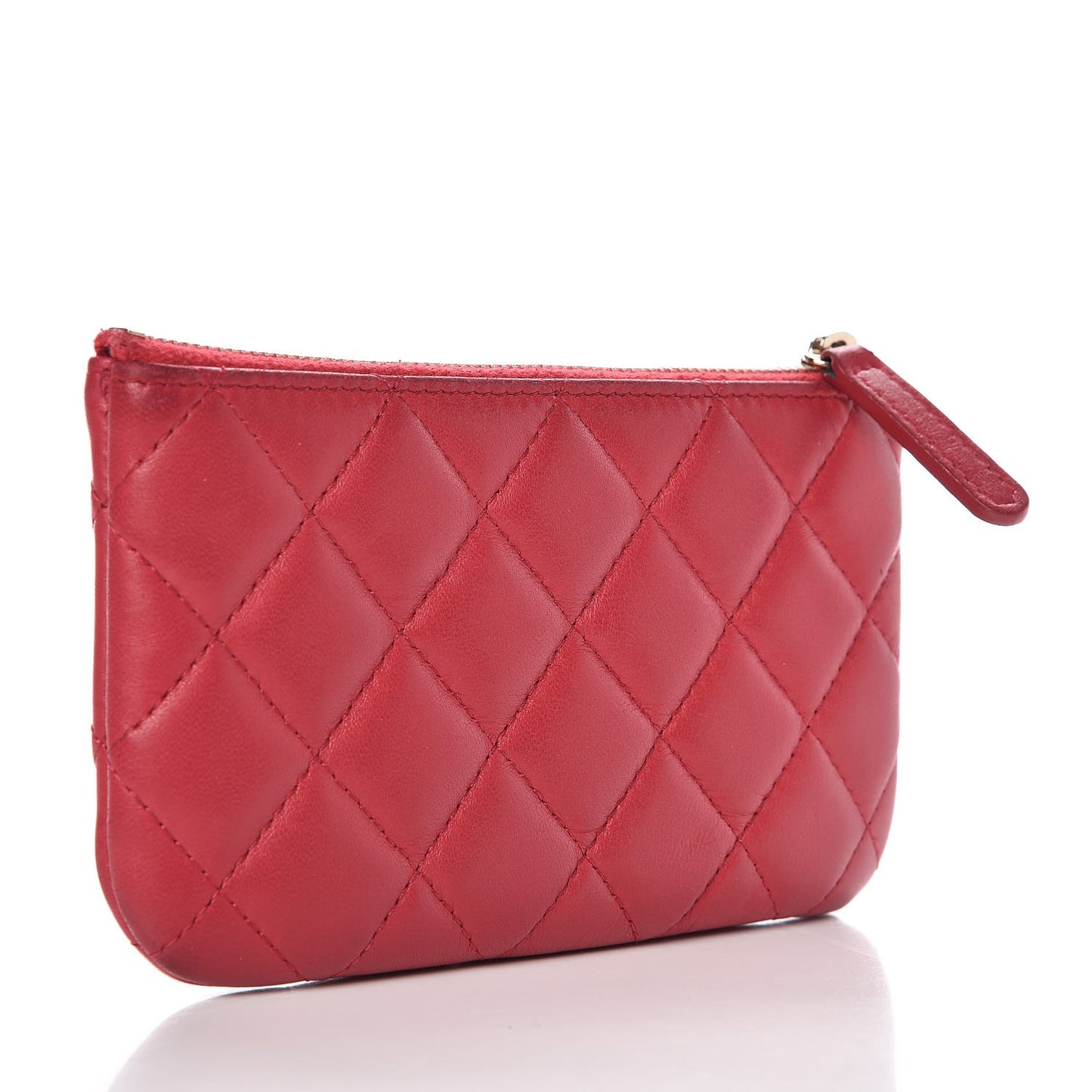 Lambskin Quilted Small Cosmetic Case Dark Pink