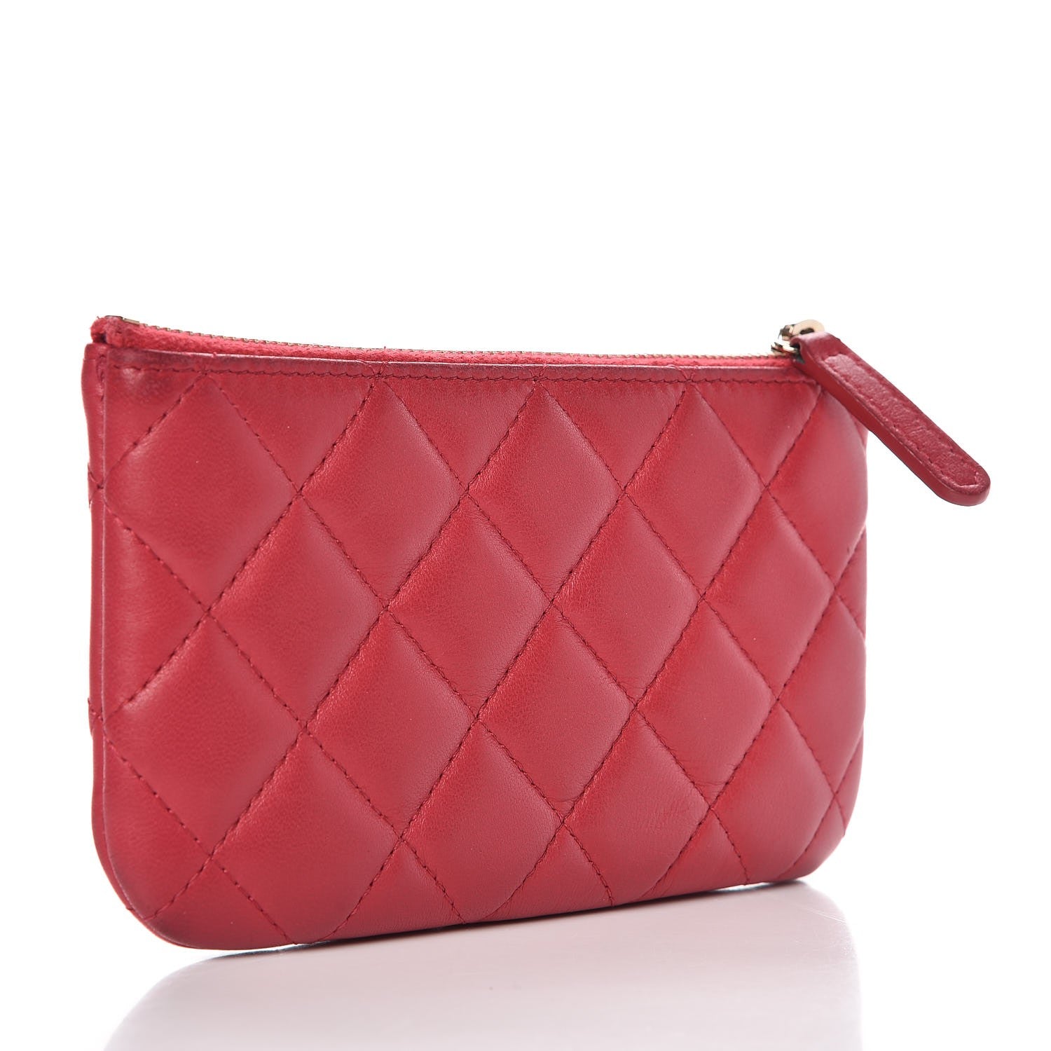 Chanel Lambskin Quilted Small Cosmetic Case Dark Pink 3 of 9