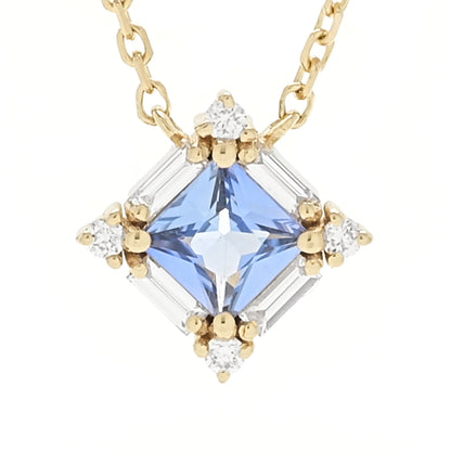 Suzanne Kalan 18K Yellow Gold Diamond Blue Sapphire Princess Midi Pendant Necklace 4 of 6