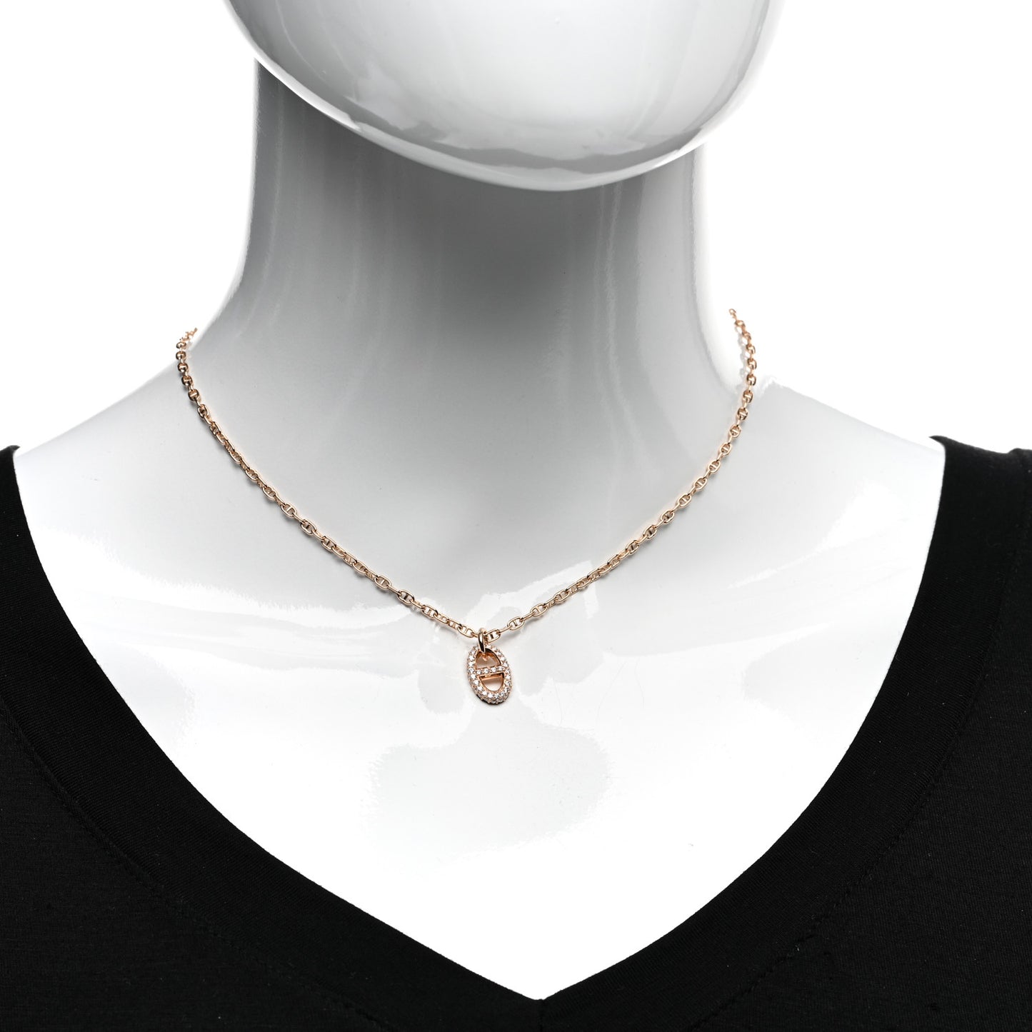 18K Rose Gold Diamond PM New Farandole Pendant Necklace ST