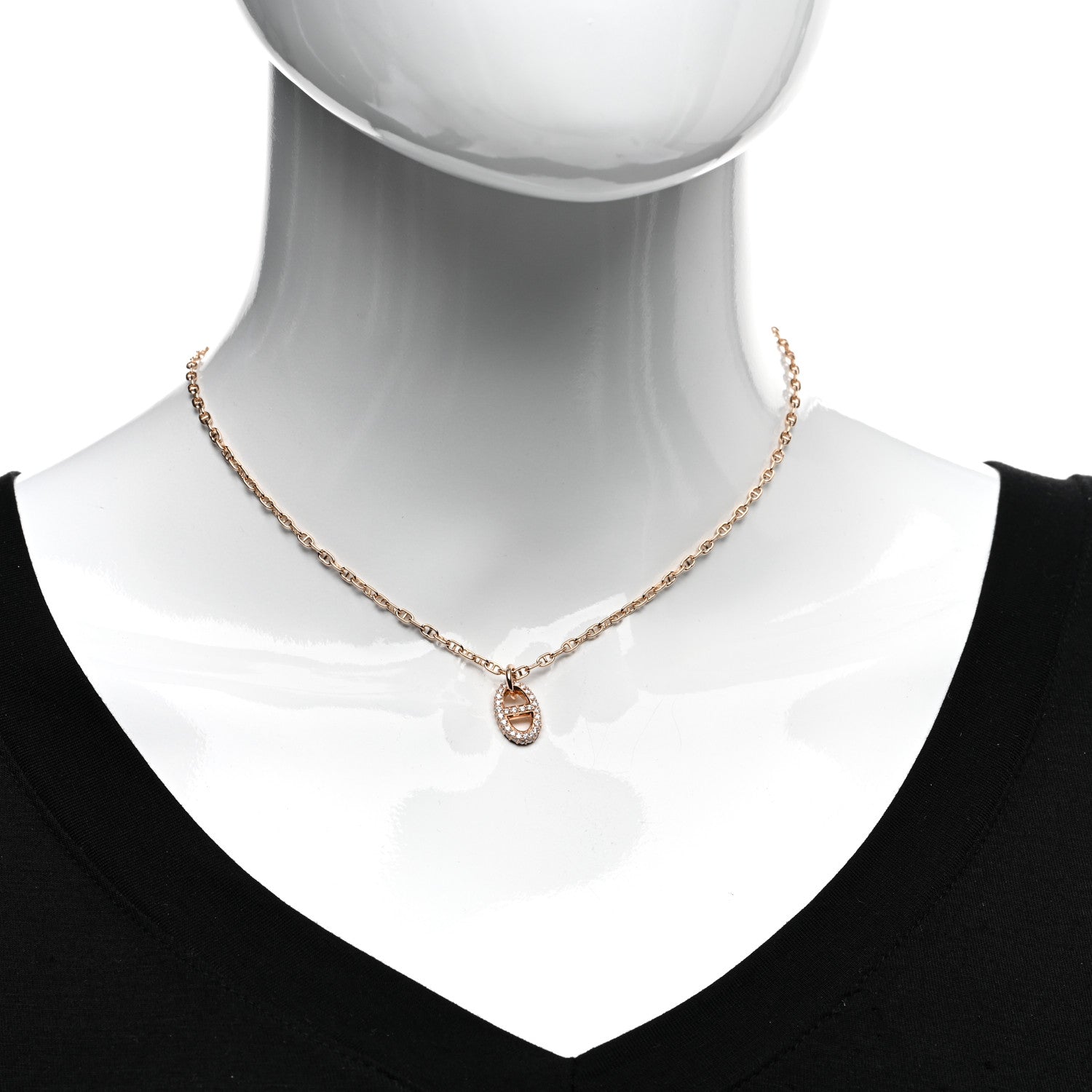 Hermes 18K Rose Gold Diamond PM New Farandole Pendant Necklace ST 2 of 5