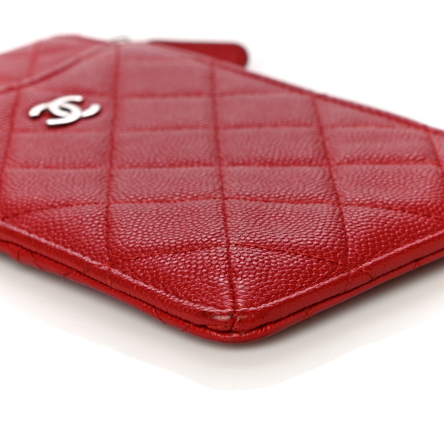 Chanel Caviar Quilted Classic Flat Wallet Pouch Red 8 of 12