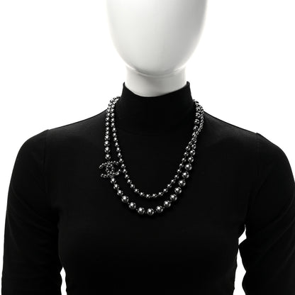 Chanel Ruthenium Graduated Pearl CC Long Necklace Dark Grey 2 of 6