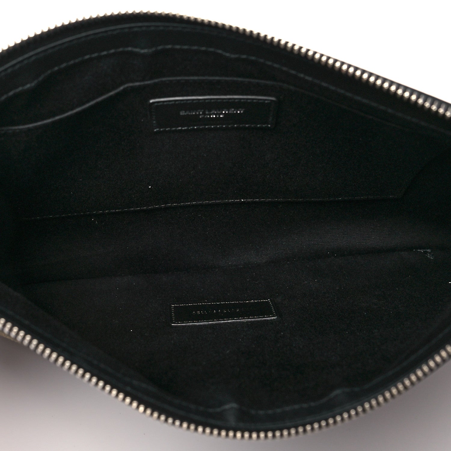 Saint Laurent Linen Canvas Rive Gauche Zipped Pouch Khaki Black 5 of 10