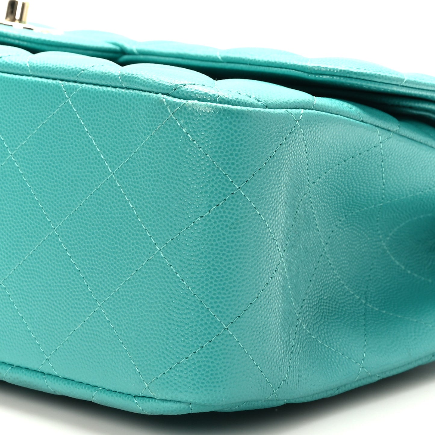 Caviar Quilted Jumbo Double Flap Turquoise