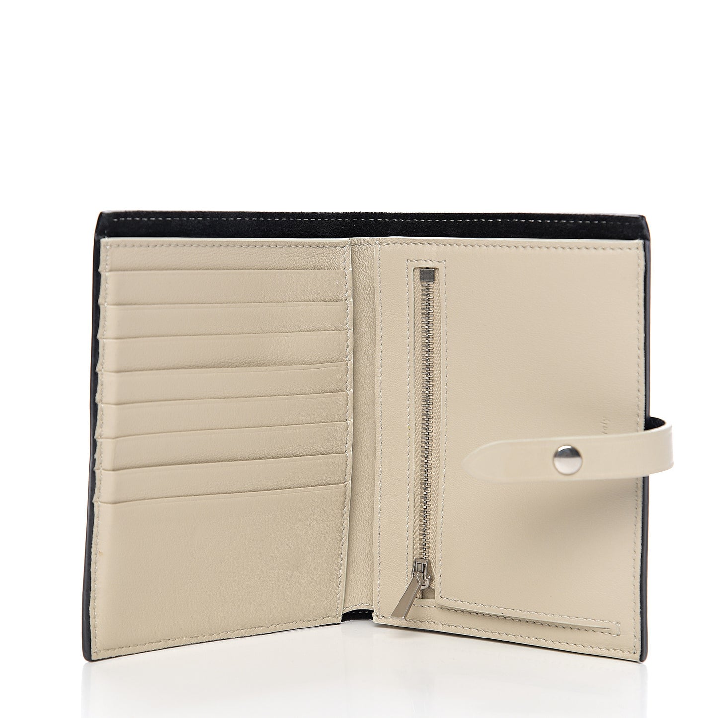 Grained Calfskin Medium Multifunction Strap Wallet Black Chalk
