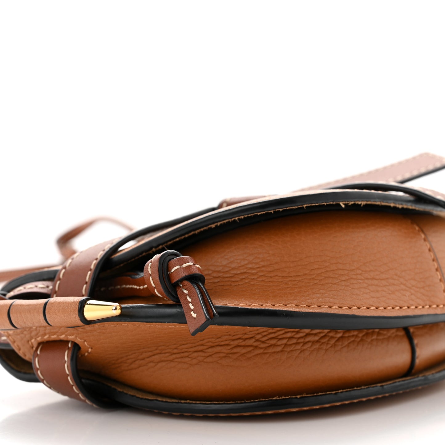 Grained Calfskin Mini Gate Crossbody Bag Caramel Pecan