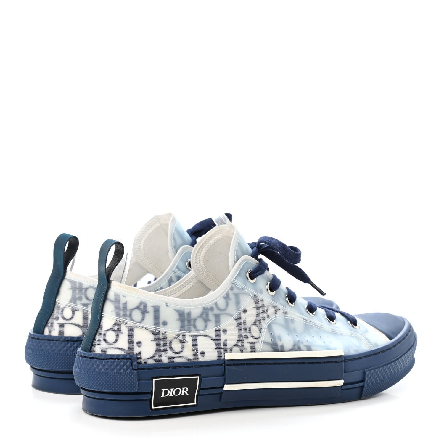 Christian Dior Technical Canvas Oblique Mens B23 Low Top Sneakers 42 White Blue 3 of 5