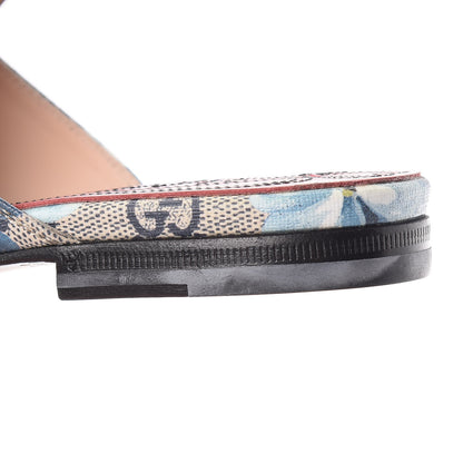 Gucci GG Supreme Monogram Blooms Womens Princetown Slippers 37 Beige Blue Navy Hibiscus Red 9 of 11