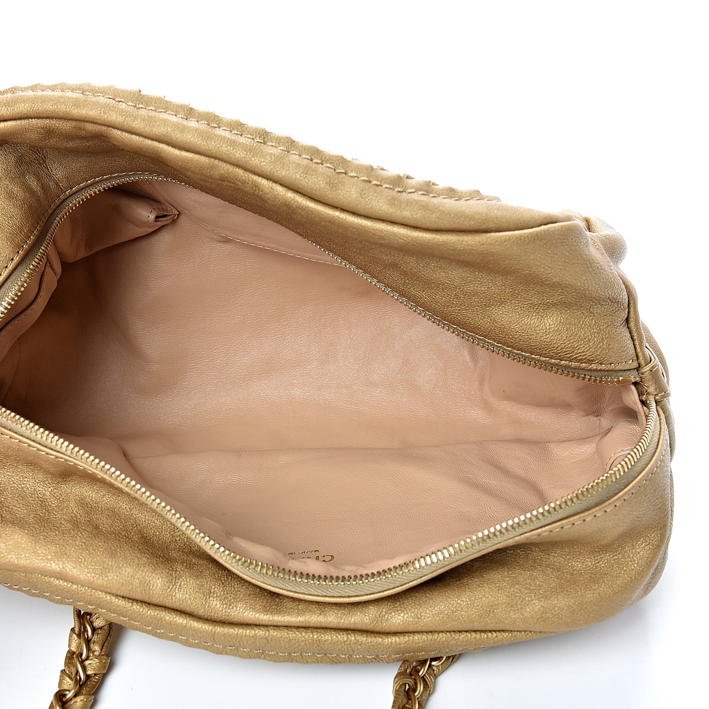 Metallic Goatskin Medium Luxe Ligne Bowler Gold