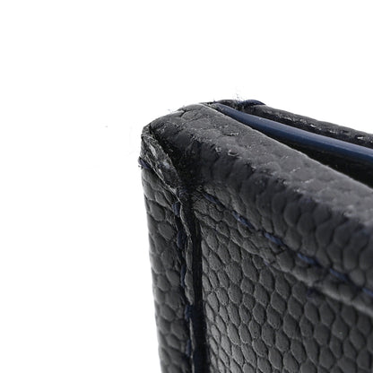 Chanel Caviar Metal Perforated Quilted Small CC Flap Wallet Navy 8 of 14