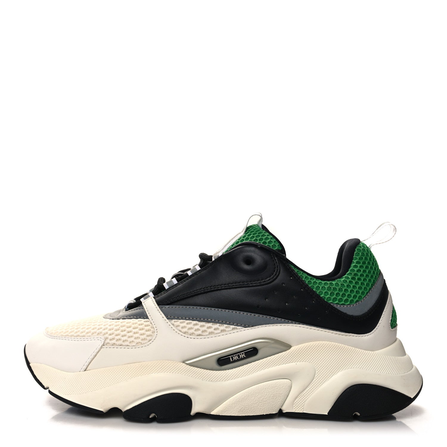 Christian Dior Technical Mesh Calfskin Mens B22 Sneakers 44 Green Black White 1 of 7