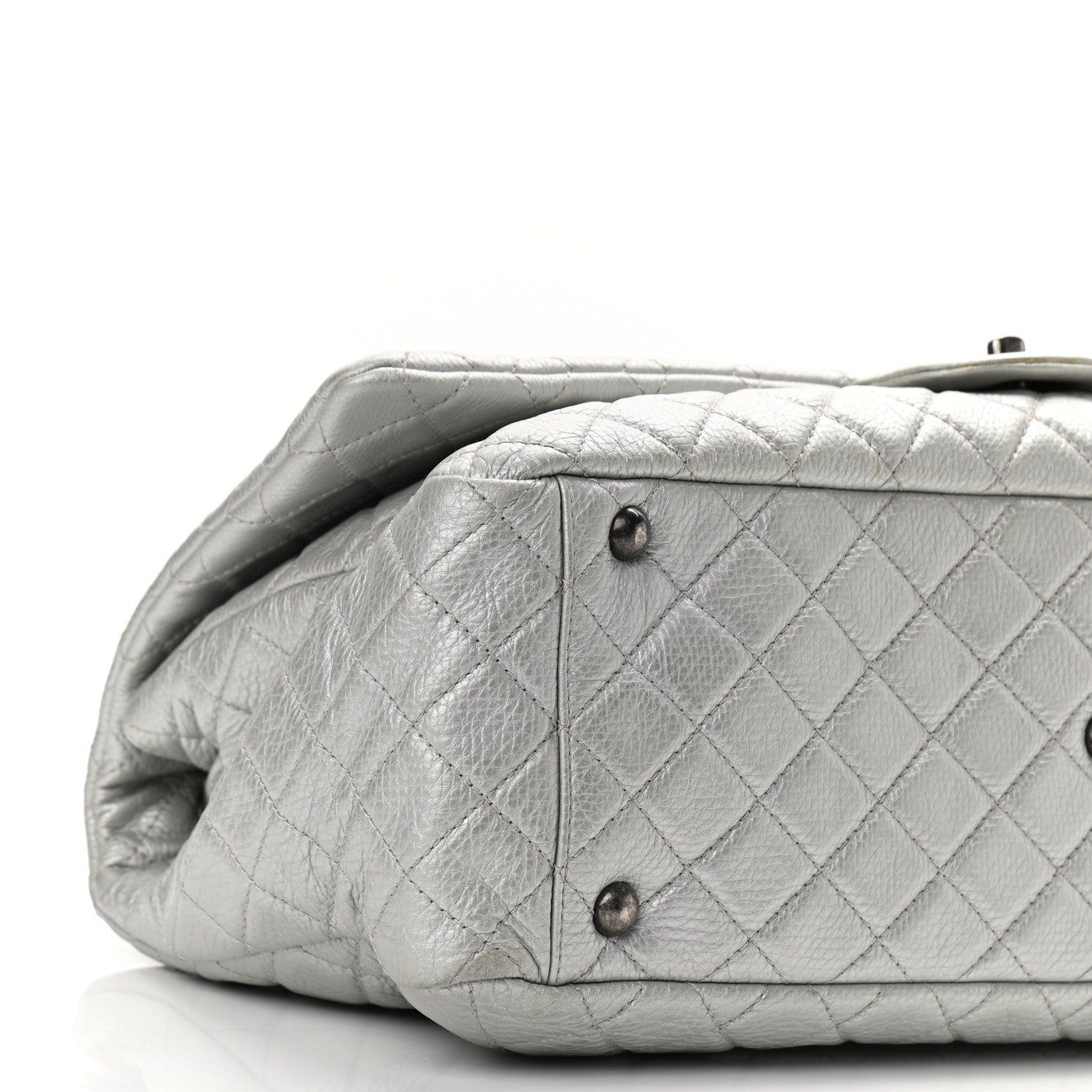 Chanel Metallic Calfskin Quilted XXL Travel Flap Bag Silver 9 of 10