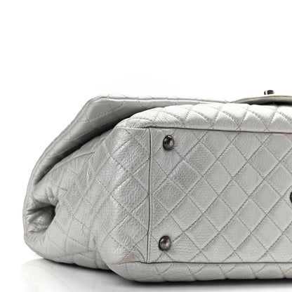 Chanel Metallic Calfskin Quilted XXL Travel Flap Bag Silver 9 of 10
