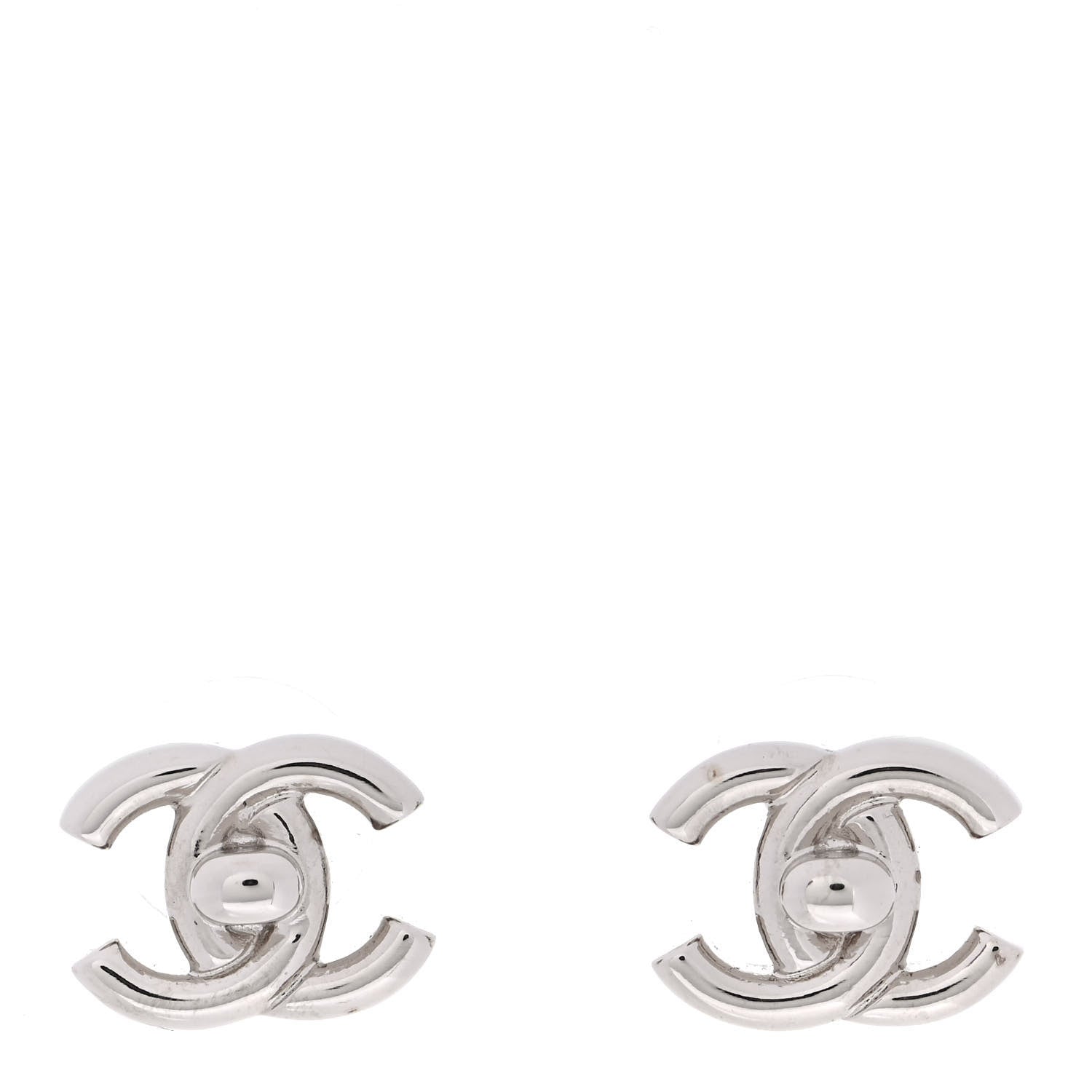 Chanel CC Turnlock Earrings Silver 1 of 5