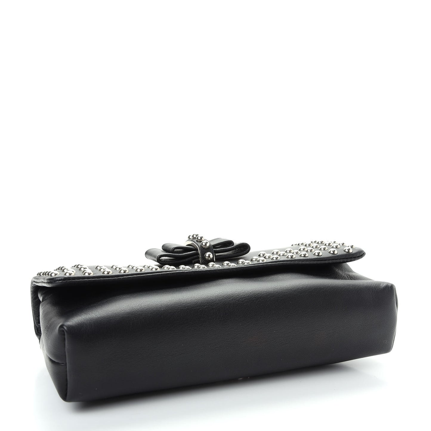 Calfskin Studded Sweet Charity Optic Clutch Black