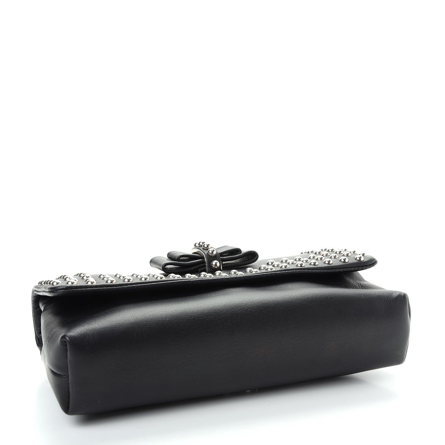Christian Louboutin Calfskin Studded Sweet Charity Optic Clutch Black 4 of 10