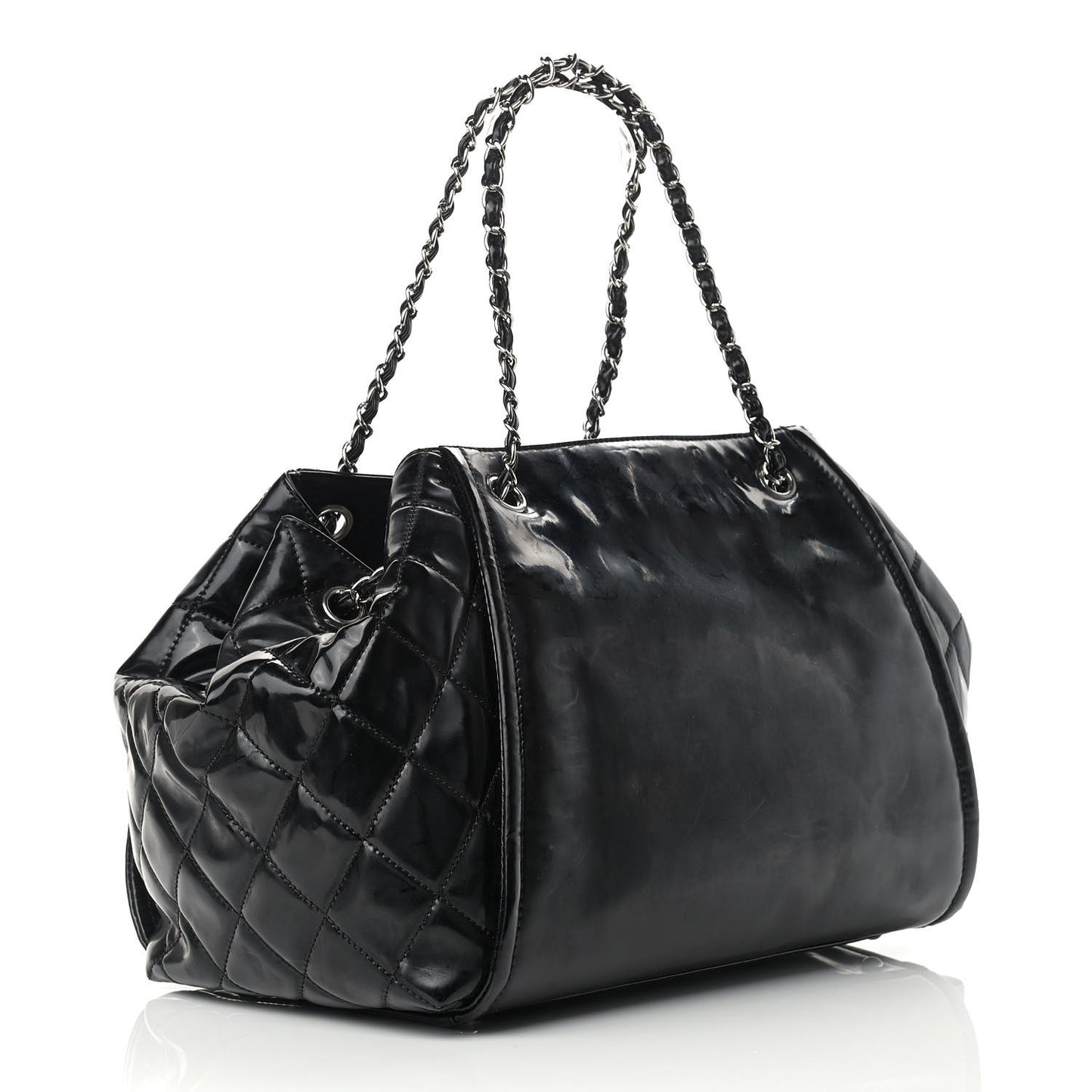 Vinyl Lipstick Ligne Accordion Tote Black