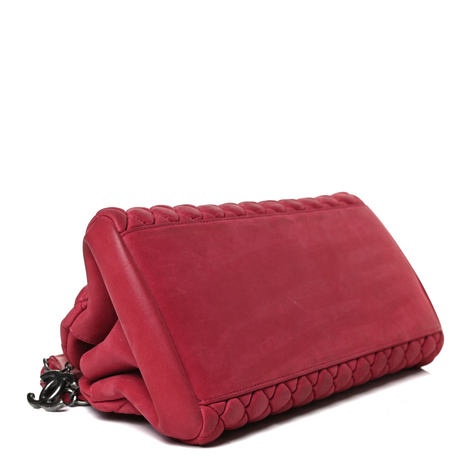 Chanel Iridescent Calfskin Quilted Just Mademoiselle Bowling Bag Red 3 of 8