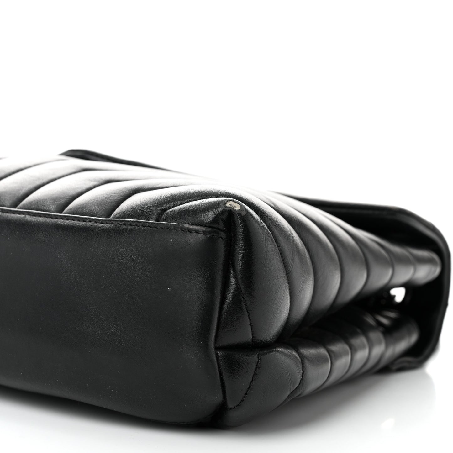 Calfskin Y Quilted Monogram Monochrome Medium Loulou Chain Satchel Black