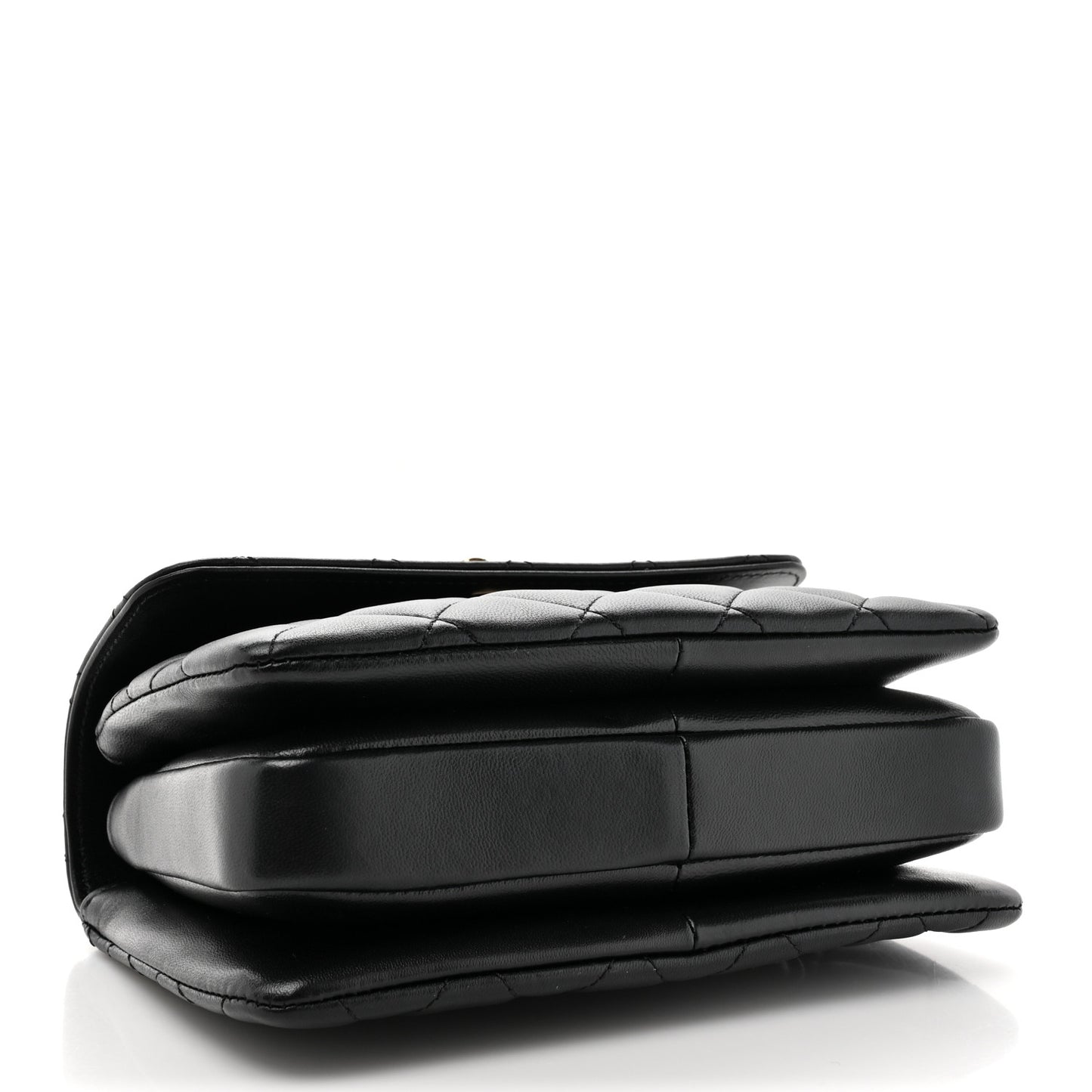 Lambskin Quilted Mini Trendy CC Dual Handle Flap Bag Black