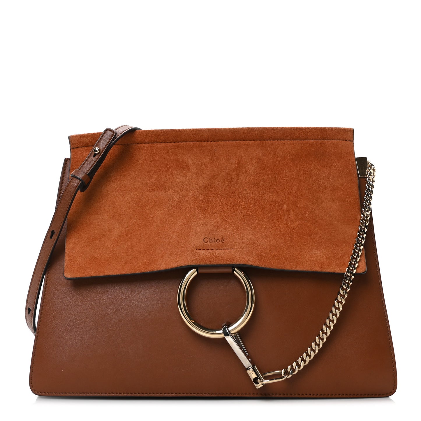 Suede Calfskin Medium Faye Shoulder Bag Tobacco