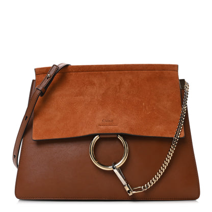 Chloe Suede Calfskin Medium Faye Shoulder Bag Tobacco 1 of 9