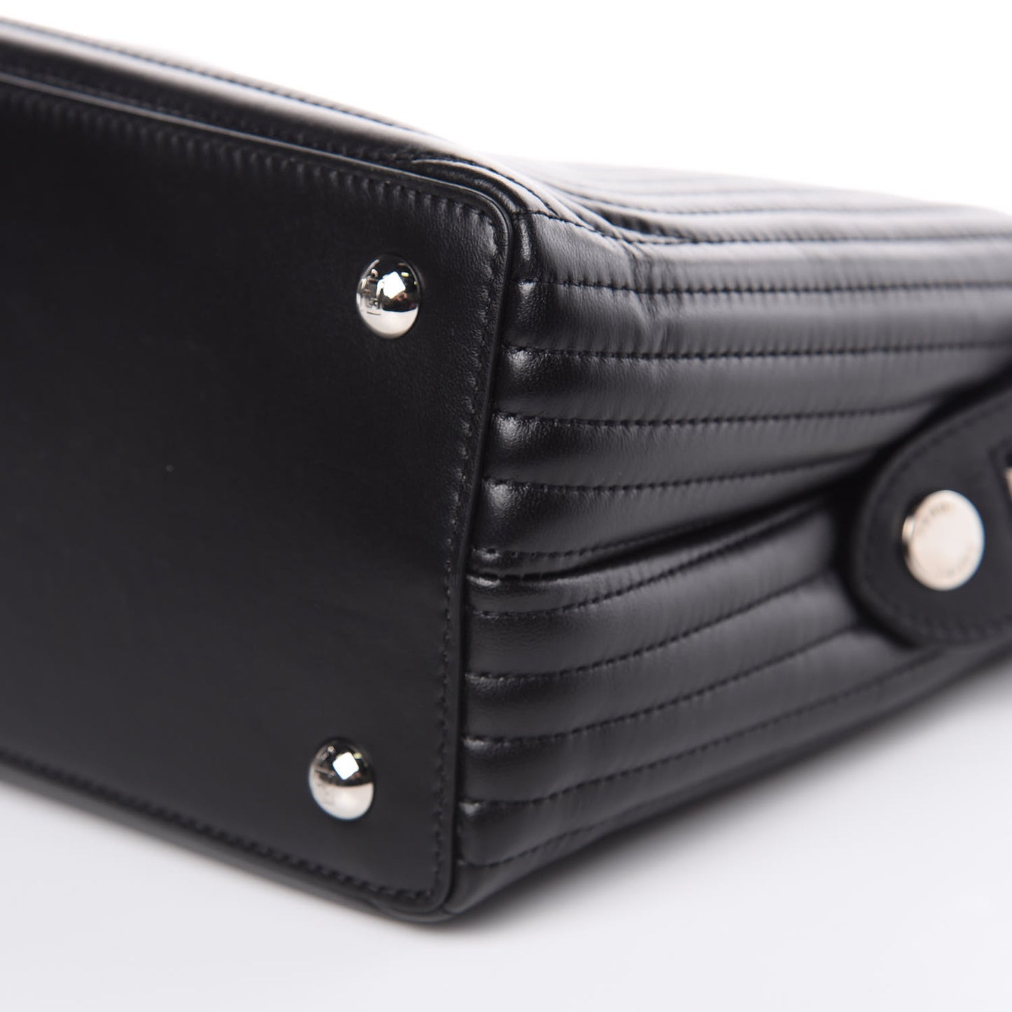 Shiny Nappa Trapuntata Small DotCom Click Chain Satchel Black