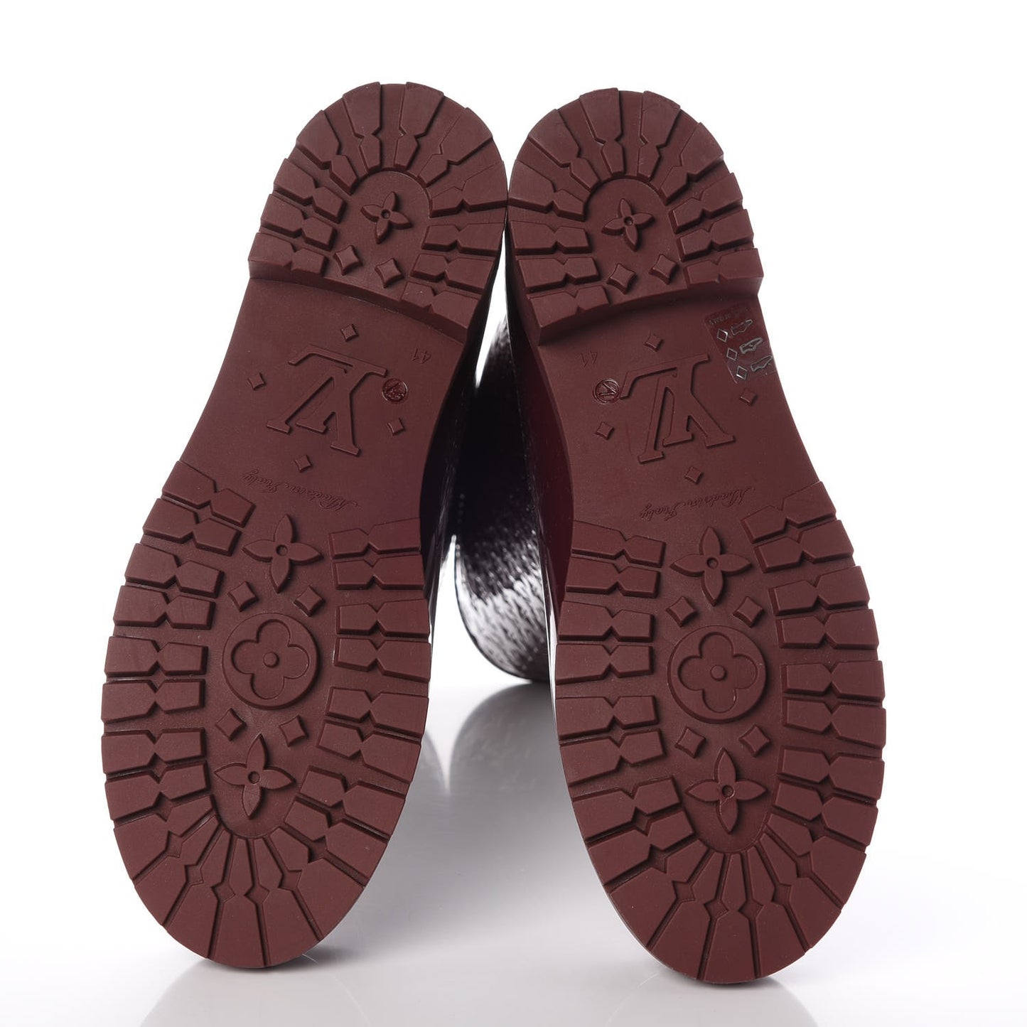 Rubber Embossed Monogram Splash Rain Boots 41 Burgundy