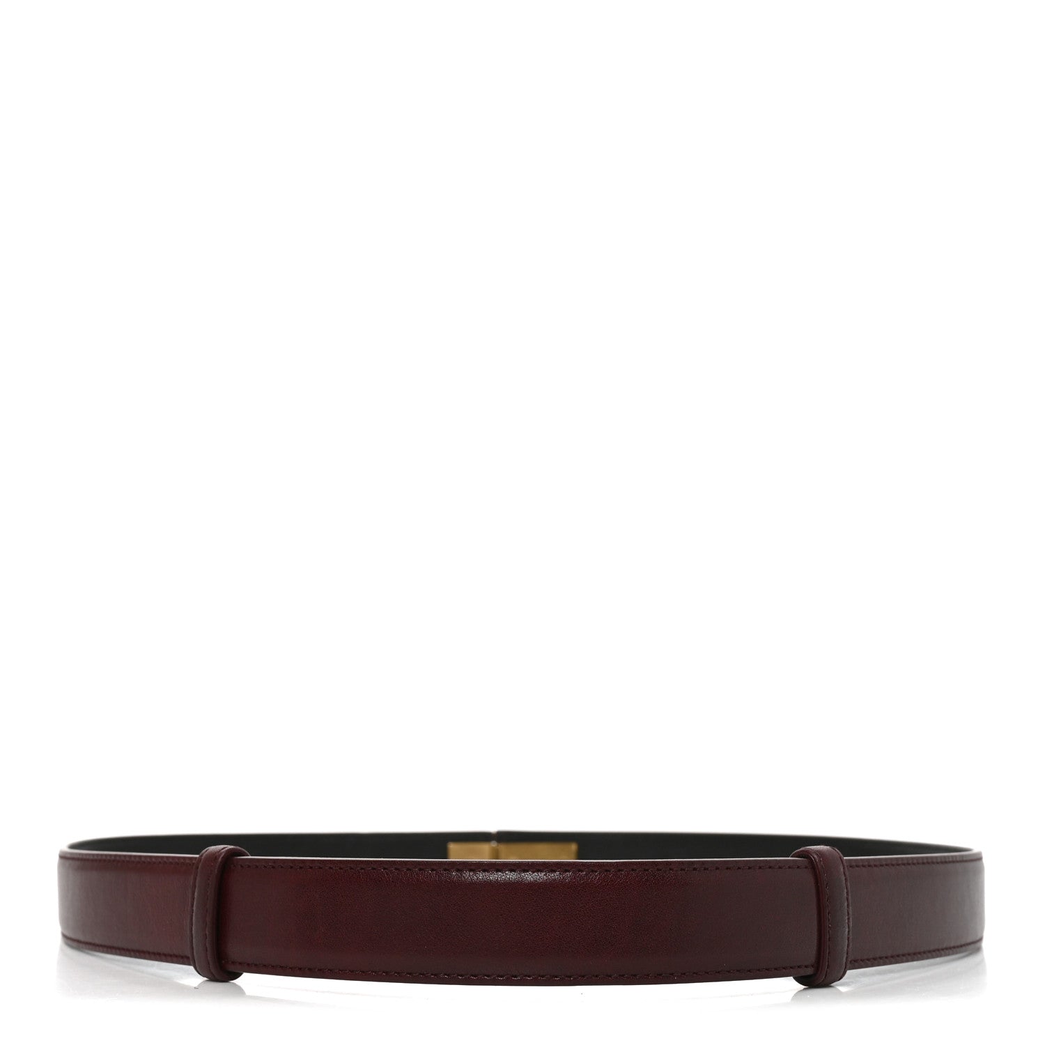 Saint Laurent Smooth Calfskin Lacquered La 66 Buckle Belt 100 40 Hot Wine 2 of 4