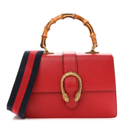 Gucci Moon Calfskin Web Medium Dionysus Bamboo Top Handle Bag Hibiscus Red 1 of 12