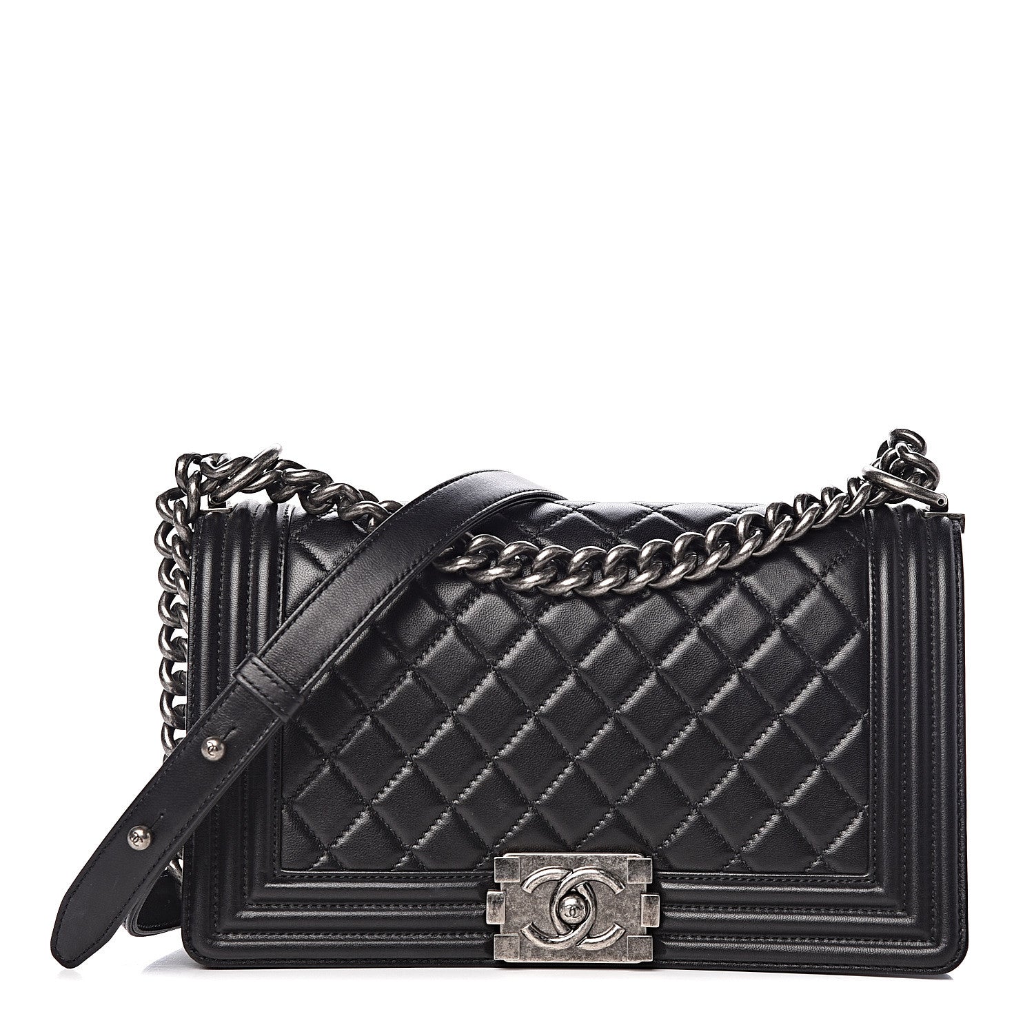 Chanel Lambskin Quilted Medium Boy Flap Black 1 of 11