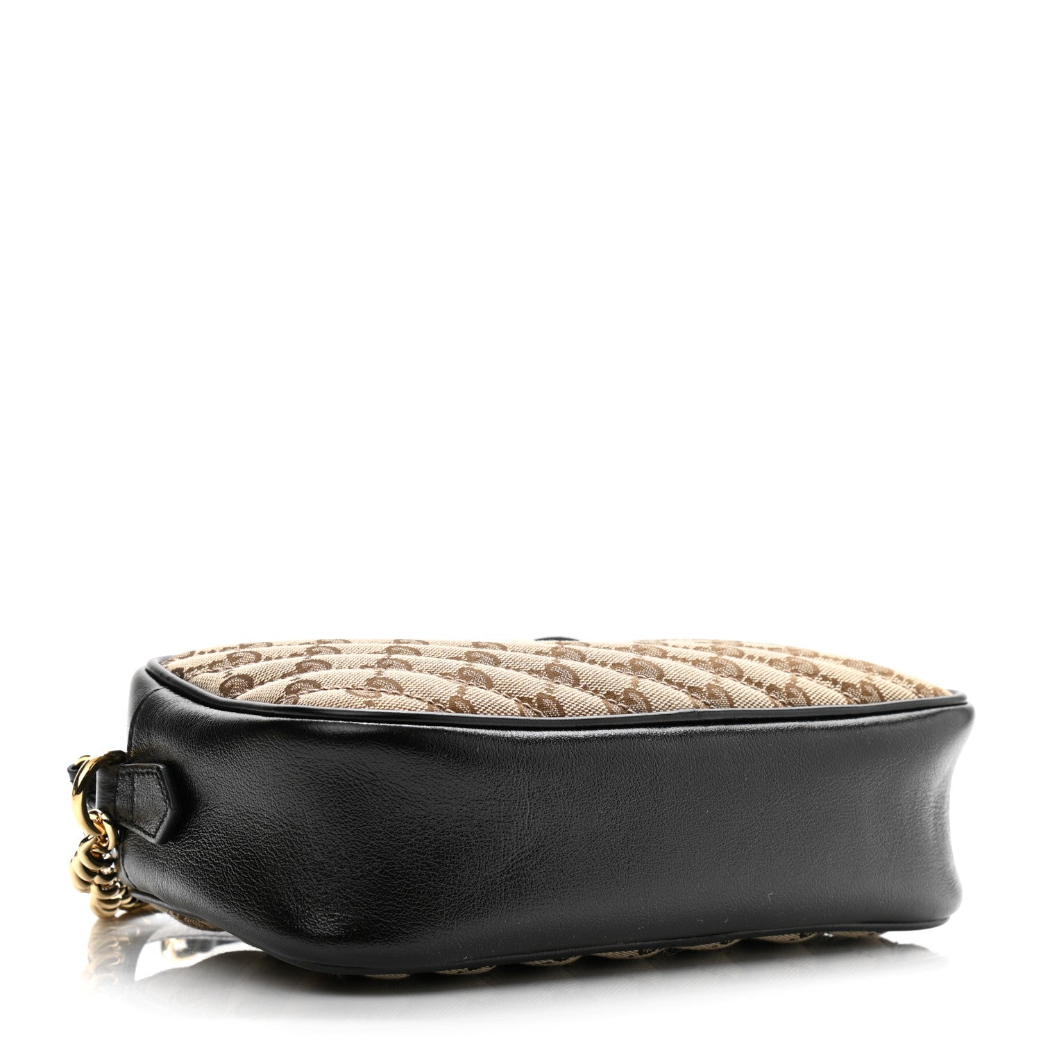 Gucci Monogram Matelasse Diagonal Small GG Marmont Chain Shoulder Bag Beige Black 4 of 10
