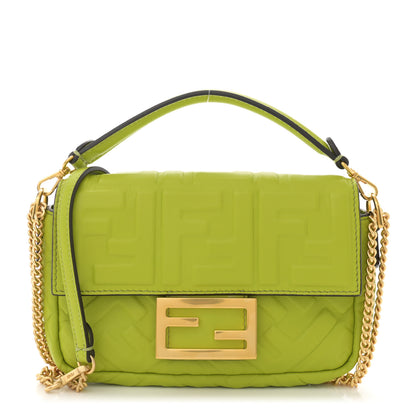 Fendi Nappa FF 1974 Embossed Mini Baguette Wasabi 1 of 12
